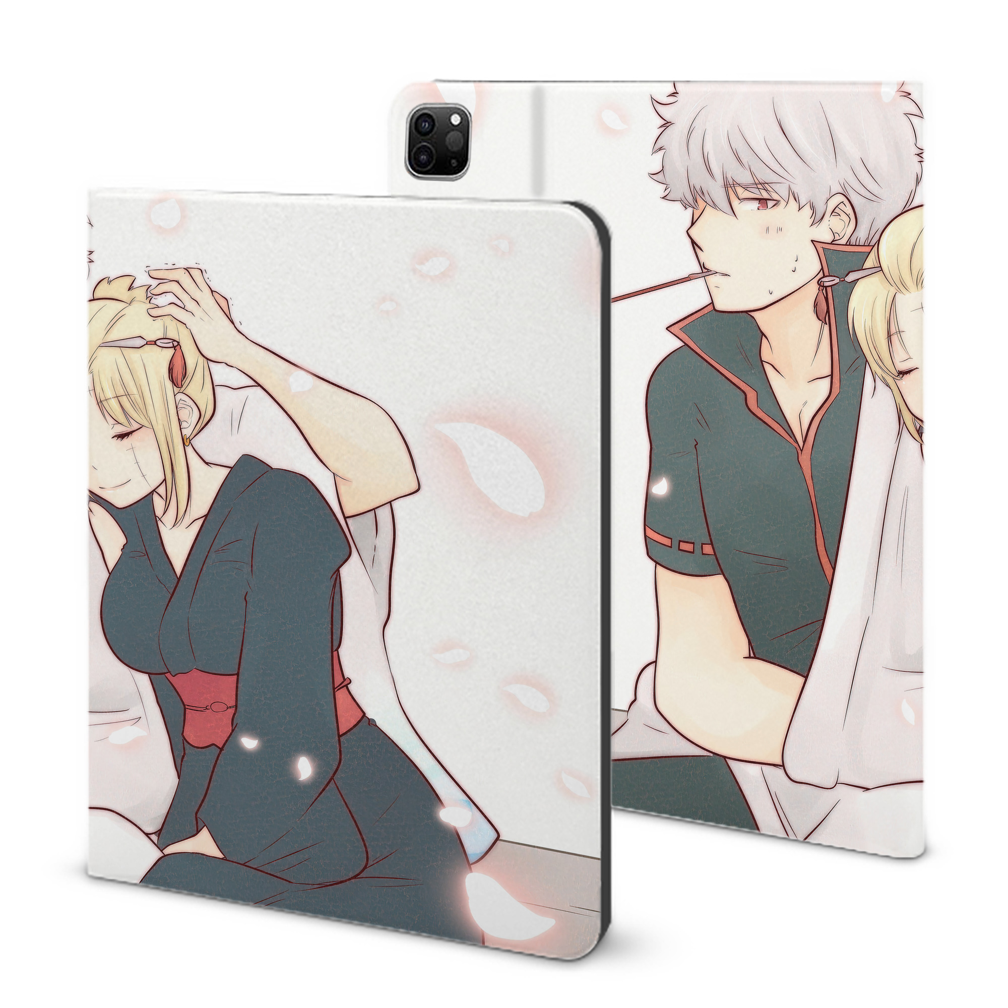 ぎんたま 坂田銀時（さかたぎんとき） 神楽 志村新八（しむら しんぱち） GINTAMA Sakata Gintoki Kagura Shimura Shinpachi IPad ケース ブック型 PUレザー TPU 耐衝撃 軽量 薄型 ペン収納なし 全面保護 IPad 各モデル対応